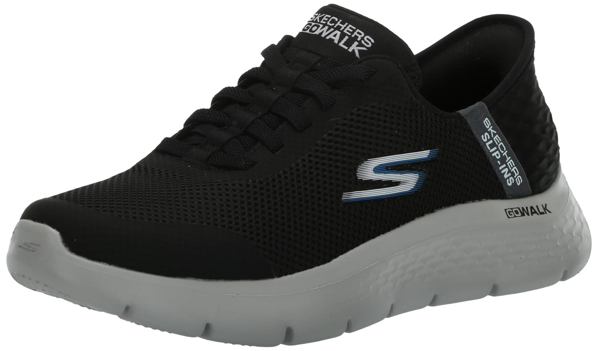 Skechers Men's Free Slip-ins Go Walk Flex-Hands Up Sneaker, Black/Grey, 10.5 Wide