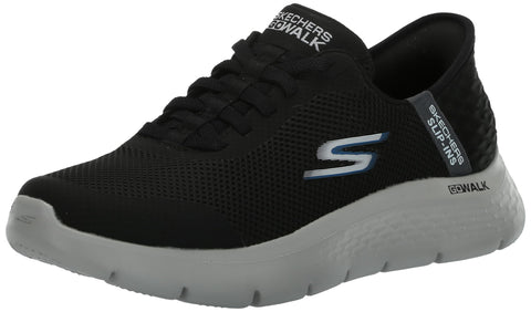 Skechers Men's Free Slip-ins Go Walk Flex-Hands Up Sneaker, Black/Grey, 10.5 Wide