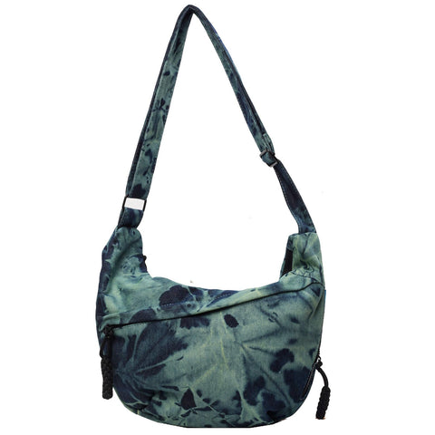 Sanxiner Crescent Bag for Women Men Canvas Crossbody Bags,Multi-Pocket Sling Bag Roomy Hobo Bags Moon Bag Slouchy Dumpling Bag (3-Denim Green)