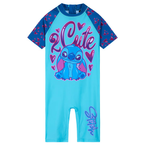 Disney One Piece Swimsuit, Full Kids Swimsuit - Kids Gifts (Blue/Navy Stitch, 5-6 Years)