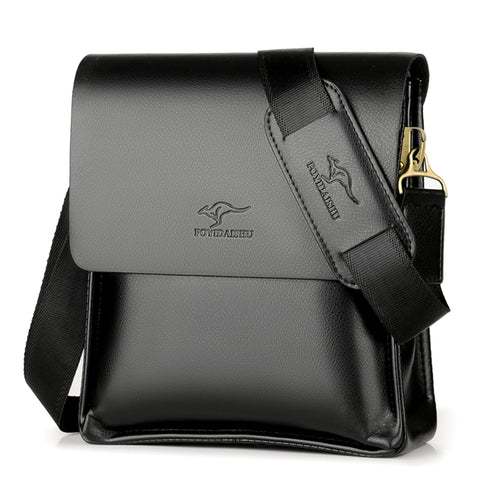 Henmifyer Leather Messenger Sling Crossbody Shoulder Bag for Men Travel Work Business Magnetic Buckle Adjustable straps, Black-1