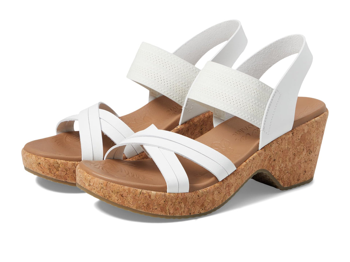 Skechers Women's Brystol-Night Skies Wedge Sandal, White, 8