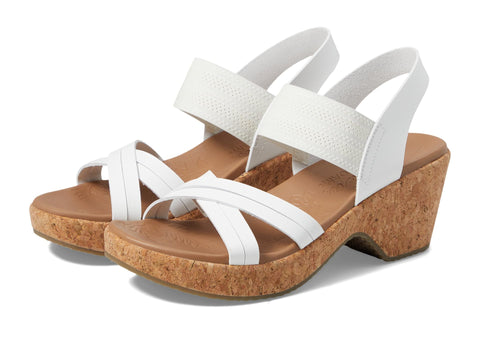 Skechers Women's Brystol-Night Skies Wedge Sandal, White, 8
