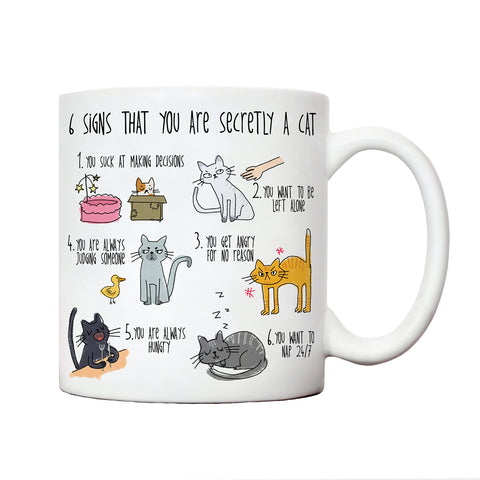 Six signs you are secretly a cat mug | cat mug for cat lovers crazy cat lady | cat mugs for women men | gifts for animal lovers Christmas birthday present