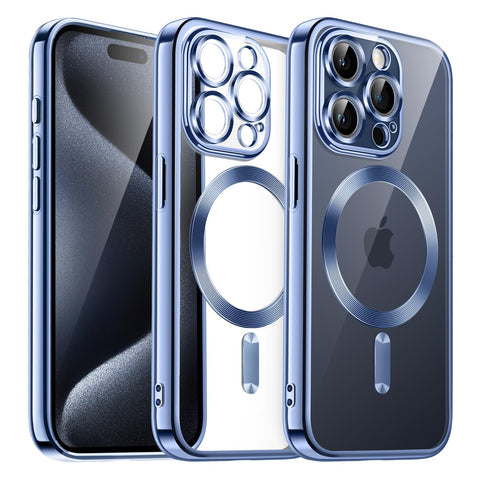 JETech Soft Clear Case for iPhone 15 Pro 6.1-Inch, Camera Lens Full Protection, Compatible with MagSafe Wireless Charging, Shockproof Electroplated TPU Phone Cover (Sierra Blue)