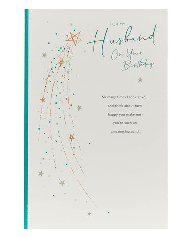 UK Greetings Husband Birthday Card with Envelope - Lovely Design with Heartfelt Message