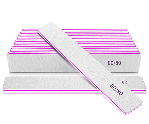 12 Pcs 80/80 Grit Nail Files, Emery Boards Nail File Double Sided, Coarse Nail File 80 Grits for Acrylic and Gel Nails, Professional File Nail Manicure Washable Square, Filers for Poly Nail Extension