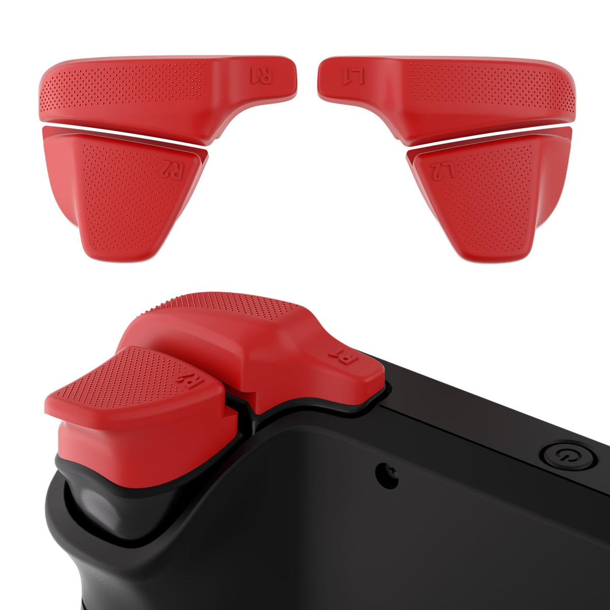 PlayVital LR INCREASER Shoulder Buttons Trigger Enhancement Set for Steam Deck, Natural Grip Added Height and Width Buttons for Steam Deck LCD, L1R1L2R2 Extender for Steam Deck OLED - Passion Red