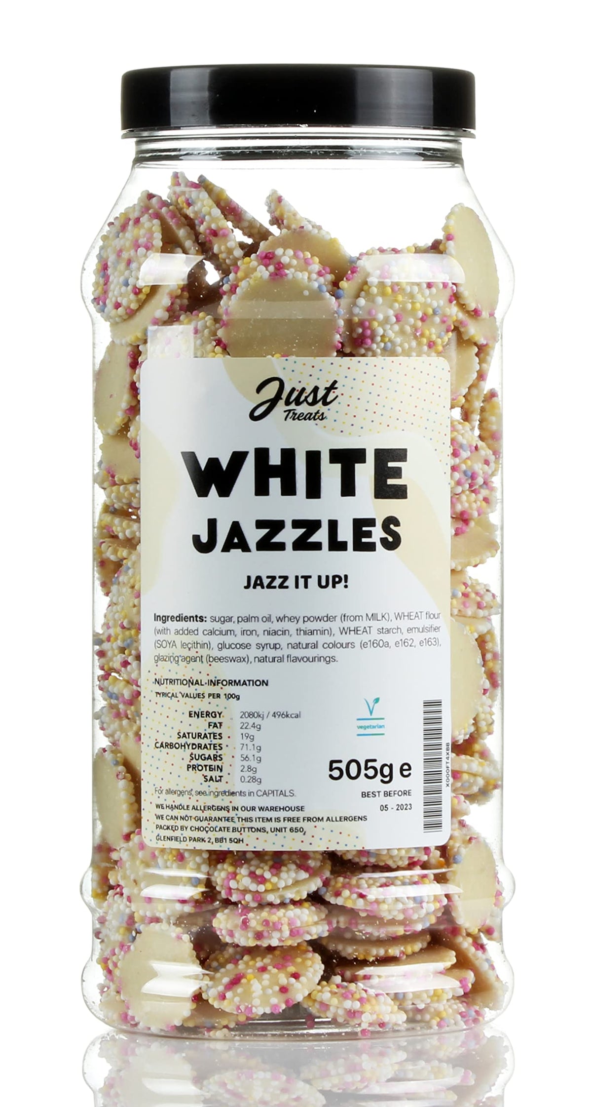 Traditional White Chocolate Snowies Gift Jar from The A-Z Retro Sweet Shop Collection