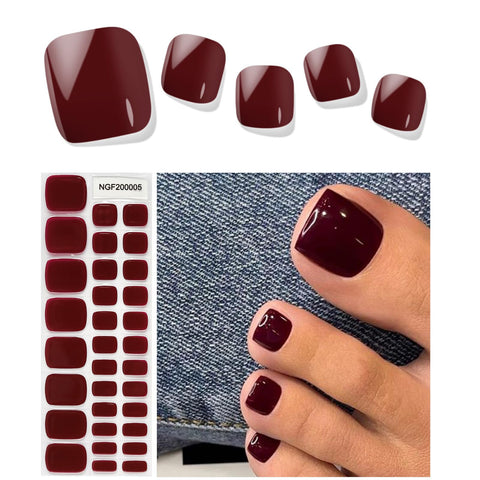 Kalolary Gel Toenail Wraps Strips, Brown Toenail Stickers Pedicure Strips Long Lasting Salon Quality Nail Wraps with Nail File & Wood Stick(UV/LED Lamp Required
