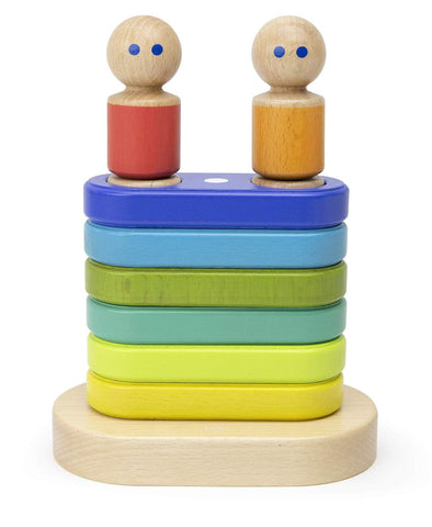 Tegu 11 Piece Magnetic Floating Stacker Building Block Set, Rainbow
