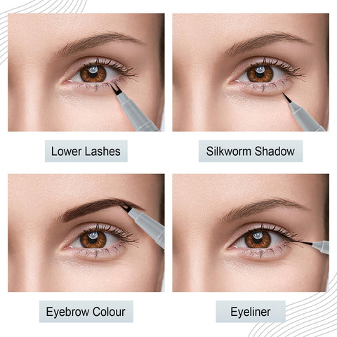 Boobeen Lower Eyelash Pencil, Double Tip Lower Eyelash Liner, Waterproof Liquid Eyeliner Pen, Precise Definition, Create to Natural Look Manga Lashes