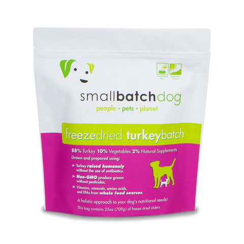 smallbatch Pets Freeze-Dried Premium Raw Food Diet for Dogs, 25oz, Turkey Recipe, Bulk Bag, Made in The USA, Organic Produce, Humanely Raised Meat, Hydrate and Serve Patties, Wholesome & Healthy