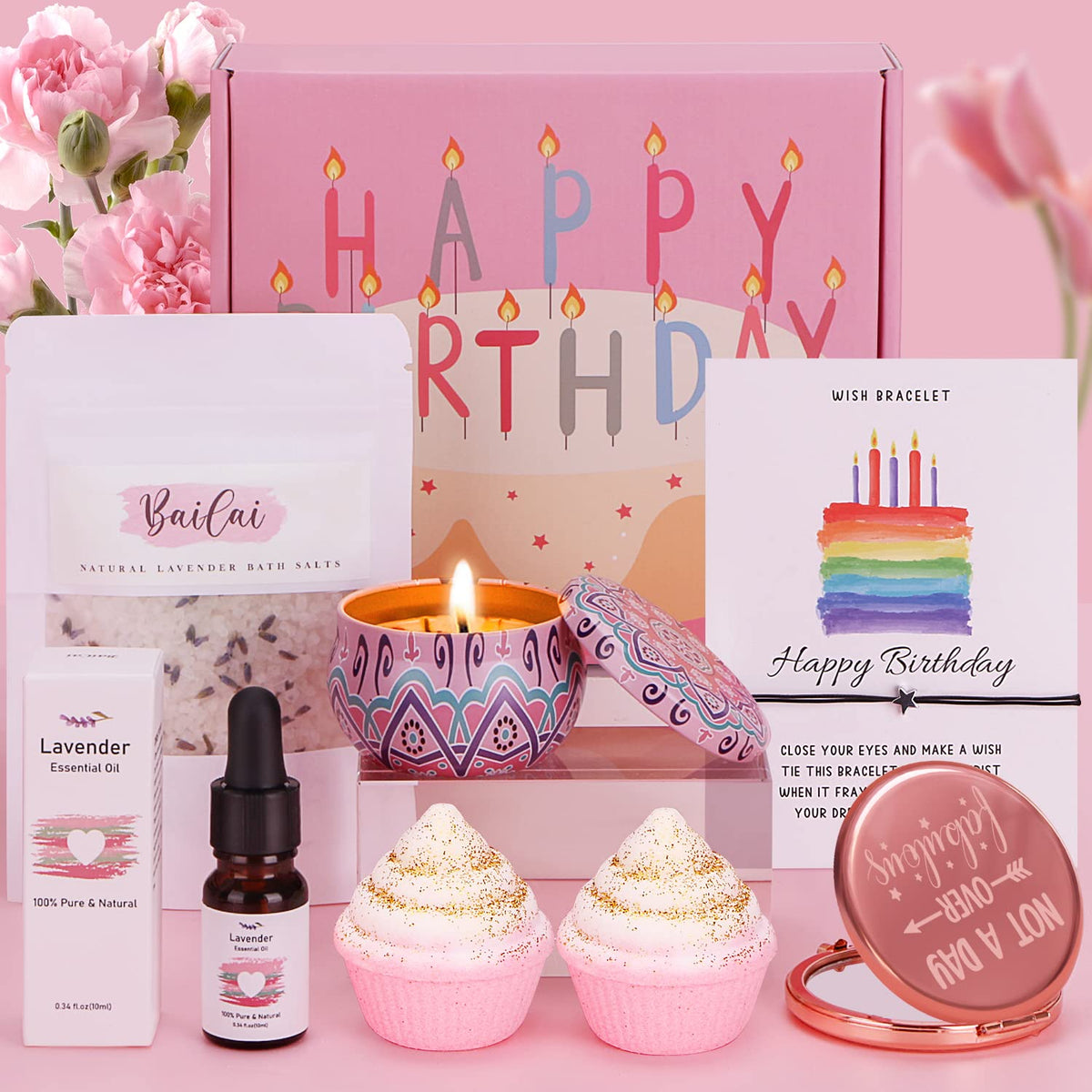 Birthday Gifts for Women Her, Unique Birthday Pamper Hampers for Women Happy Birthday Self Care Gifts Box for Her, Female Birthday Presents Gifts Ideas for Women Best Friend, Sister