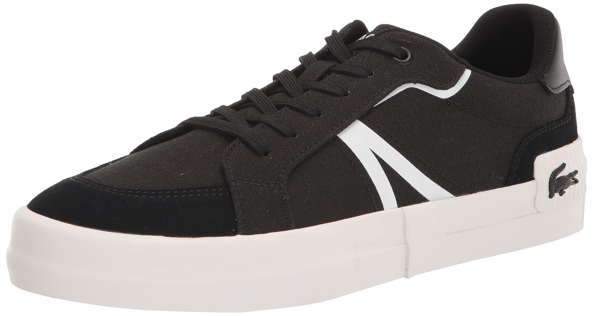 Lacoste Mens L004 Sneaker, Black/White, 12.5