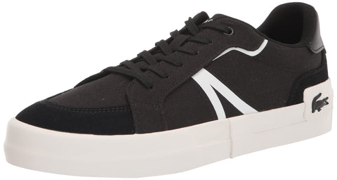 Lacoste Mens L004 Sneaker, Black/White, 12.5