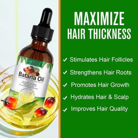 Batana Oil for Hair Growth, Natural Batana Oil, Prevents Hair Loss, eliminates Split Ends & Increases Shine, Batana Oil for Healthier, Thicker, Fuller Hair 60ML