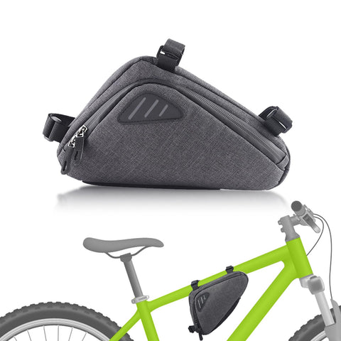 Bike Frame Bag, Waterproof Bicycle Triangle Frame Bags Detachable Top Tube Bag Bike Controller Bag Large Capacity Bike Accessories for MTB, Road Bike (Gray)