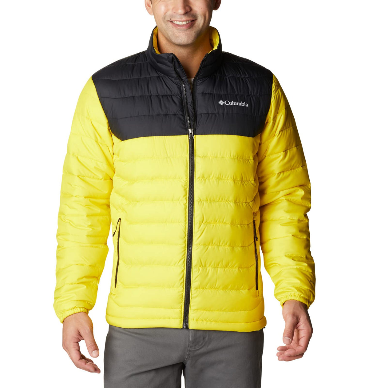 Columbia Men's Powder Lite Jacket, Laser Lemon/Black, S