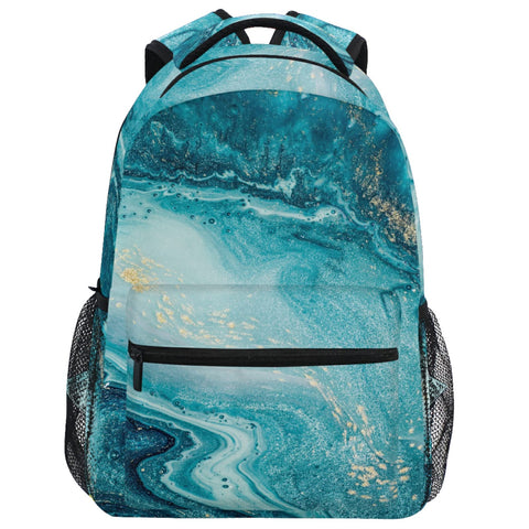 Wamika Turquoise Tie Dye Backpack Green Blue Marble School Backpacks Preschool Book Bag