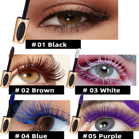 MAEPEOR 5D Silk Fiber Mascara Fuller & Voluminous Colored Mascara Natural Waterproof Smudge-proof Mascara (02 Brown)
