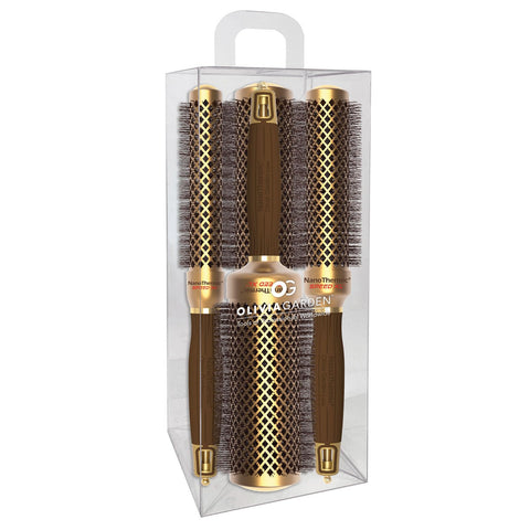 Olivia Garden NanoThermic Speed XL Extra-Long Barrel Thermal Round Hair Brush with ergonomic non-slip handle (not electrical) brush kit contains: NT-XL54, NT-XL44, NT-XL34, NT-XL24 (4-pc box deal)