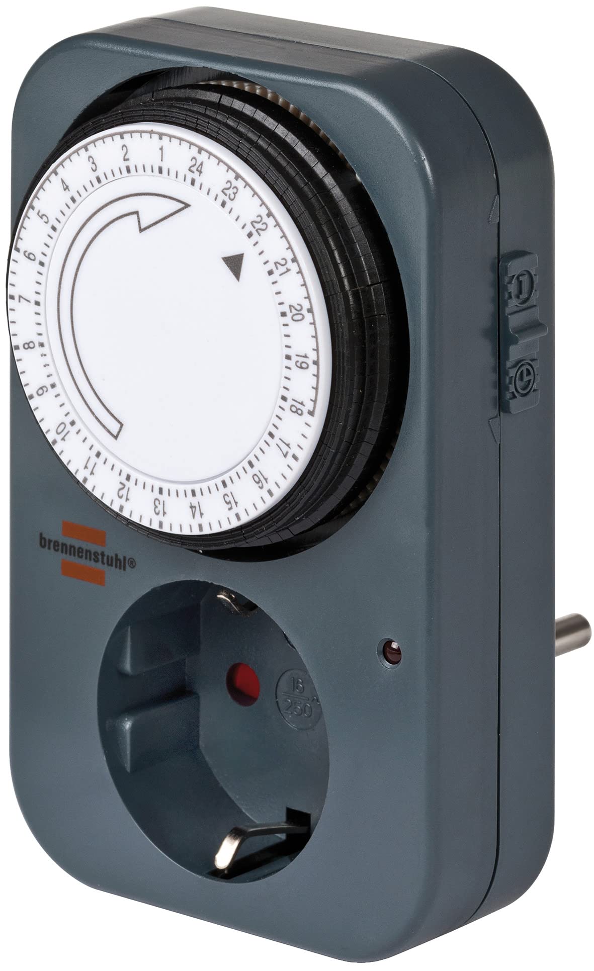 Brennenstuhl Timer MZ 20 Mechanical Timer Socket (Daily Timer Switch with Child Lock), Colour: Grey