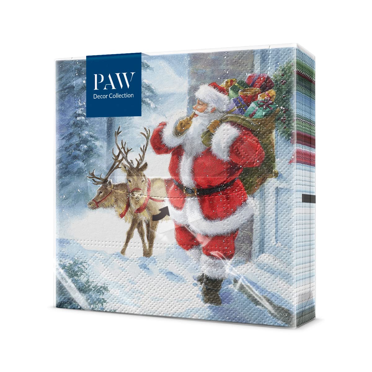 Paw - Napkins 3-Ply (33 x 33 cm) I 20 Pieces I Paper Napkins Colorful for The Christmas Table I Napkins - Christmas, Winter, Snow, Santa Claus I Santa is Coming