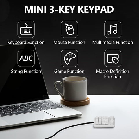 Walfront RGB LED Mechanical 12 Key Knob Keyboard 3 Modes Programmable Blue Switch Gaming Office Music Keypad Rechargeable Supports USB C BT 2.4G Receiver