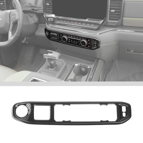 JWWY Air Conditioning HVAC Temperature Climate Control Panel Dashboard Ornament Cover Trim Fit for 2022-2024+Chevy Silverado GMC Sierra Interior Accessories Carbon Fiber ABS