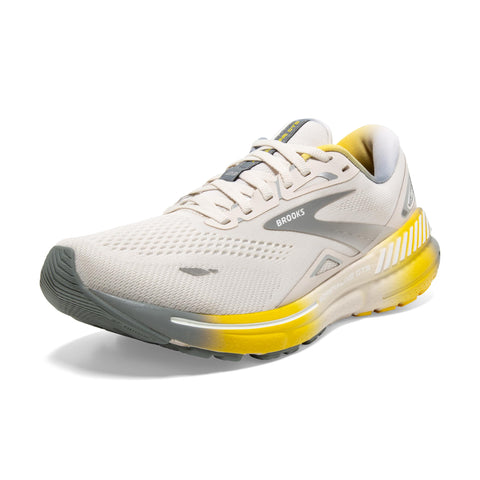 Brooks MenÃ¢â‚¬â„¢s Adrenaline GTS 23 Supportive Running Shoe - White Sand/Grey/Cyber Yellow - 11 Medium