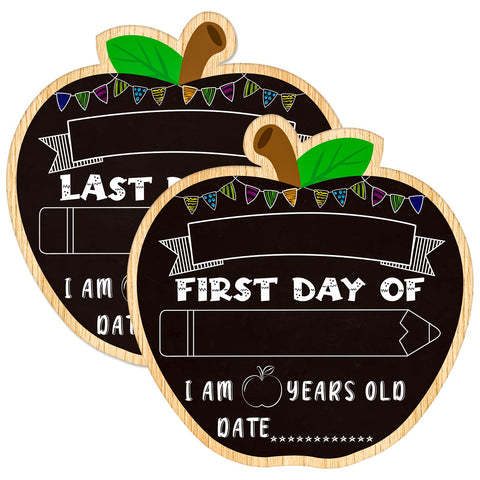Fsaoor First Day of School Board Sign 9.5x10 inches Double-Sided Back to School Chalkboard Sign for Kids Boys Girls Reusable Last Day of School Board First Day of School Gifts for Kindergarten Pre-K