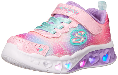 Skechers Flutter Heart Lights Sneaker, Pink/Multi, 11 US Unisex Little Kid