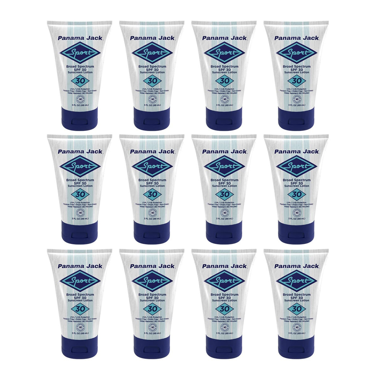 Panama Jack Sport Sunscreen Lotion - SPF 30, Broad Spectrum UVA/UVB Protection, Non-Greasy, PABA, Paraben, Gluten & Cruelty Free, 3 FL OZ (Pack of 12)