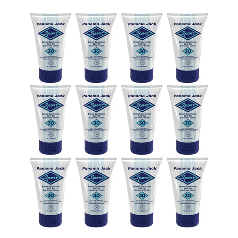 Panama Jack Sport Sunscreen Lotion - SPF 30, Broad Spectrum UVA/UVB Protection, Non-Greasy, PABA, Paraben, Gluten & Cruelty Free, 3 FL OZ (Pack of 12)
