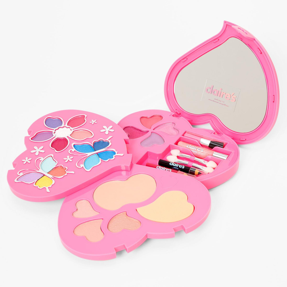 Claire's Makeup Kits - Large Pink Heart Shape with Gemstone Cover - Eyeshadow, Blush, and Lip Kit for Girls - Perfect for Young Girls!