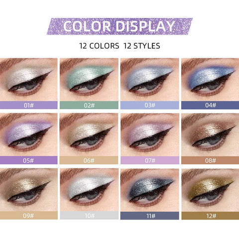 Diamond Eyeliners Liquid Scintillator Pearlescent High Gloss Ultra Shiny Patch Modified Eye Shadow Liquid 12 color suit