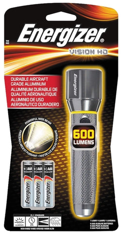 Energizer LED Metal Flashlight, 600 Lumens Bright LED, Durable Aircraft-Grade Metal Body, IPX4 Water-Resistant, 3 Modes, silver, Model:ENPMHH62