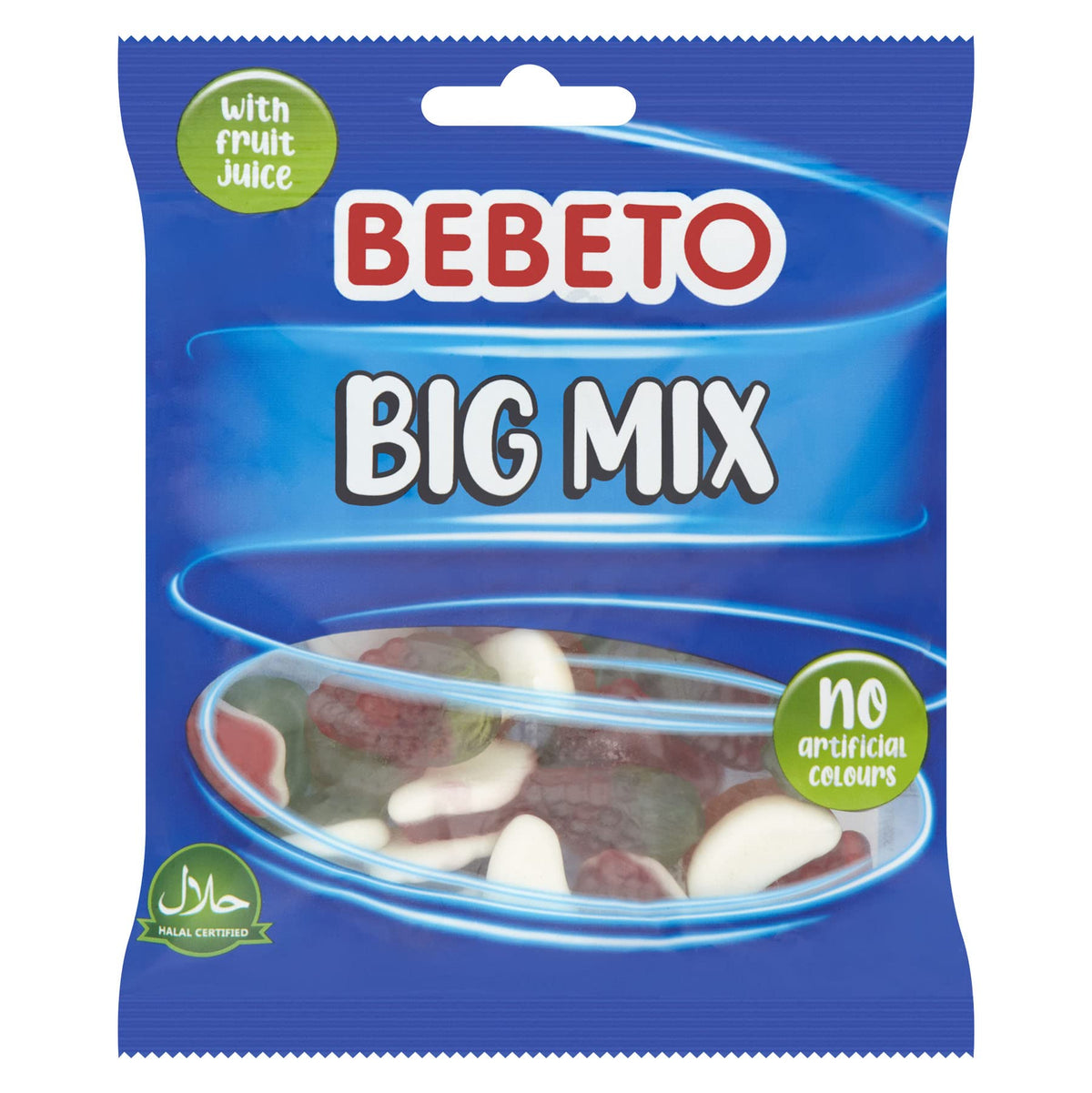 Bebeto Big Mix Gummy Sweets, Chewy Fruity Sweets, Halal Certified Candy, Single Pack, 150g