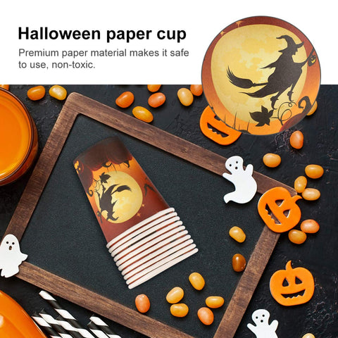 NUOBESTY 20Pcs Set halloween cups Halloween Drink Cups kids coffee cups Party Drinks Cup Party Paper Cups disposable coffee cups Halloween Paper Cups pumpkin child disposable paper