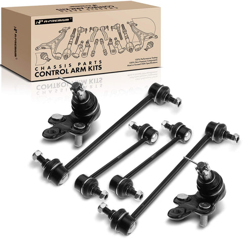 A-Premium Set of 6, Front Rear Sway Bar Link, Lower Ball Joint, Compatible with Toyota Camry 1997-2001, Solara 1999-2003, Avalon 1997-2004, Lexus ES300 1997-2001, RX300 1999-2003
