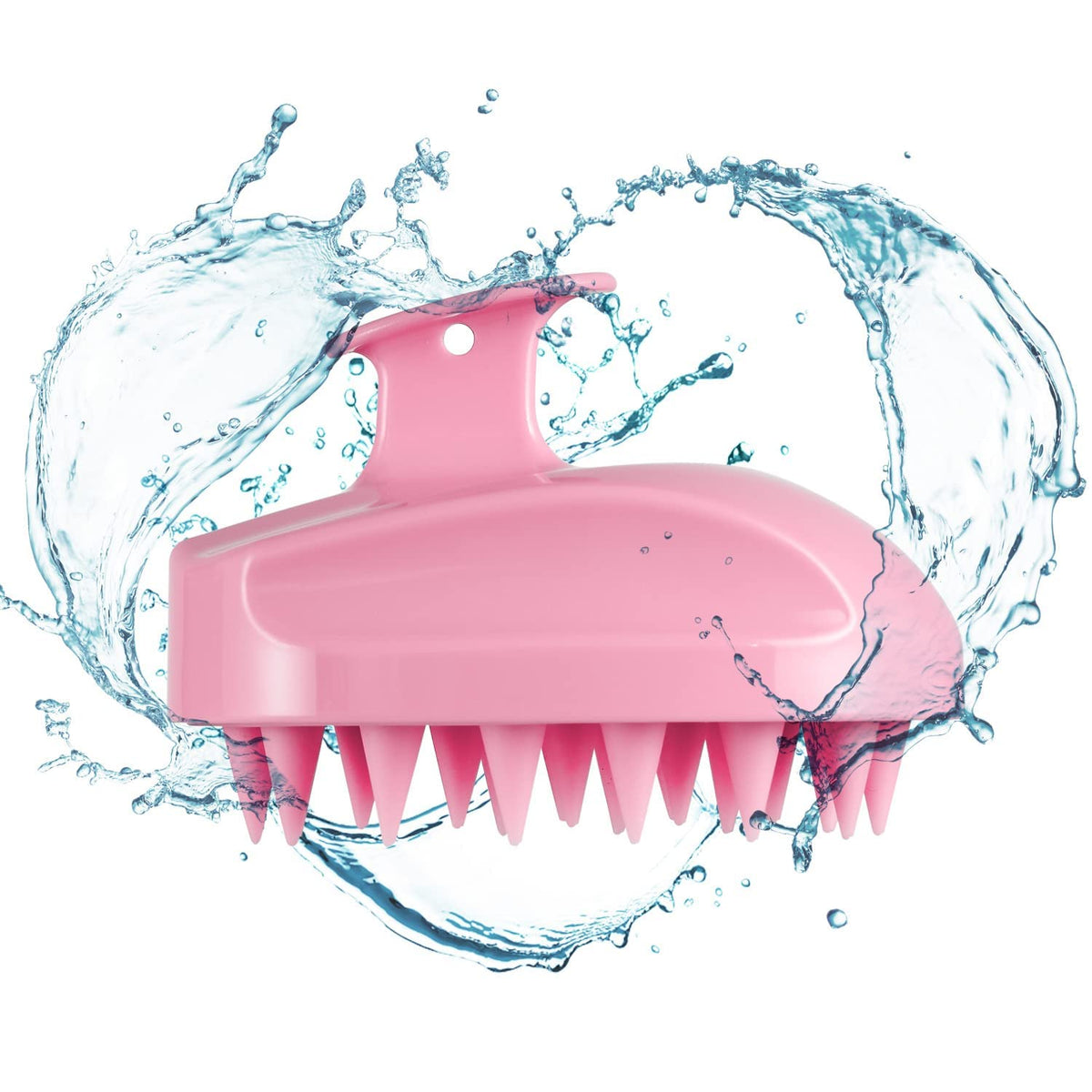 Scalp Massager, Soft Silicone Shampoo Scrub Brush for Clean, Wet and Dry Hair Head Massager, Reduce Dandruff, Massage Scalp, Promote Hair Growth, Pink