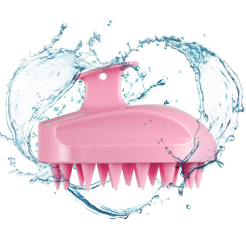 Scalp Massager, Soft Silicone Shampoo Scrub Brush for Clean, Wet and Dry Hair Head Massager, Reduce Dandruff, Massage Scalp, Promote Hair Growth, Pink
