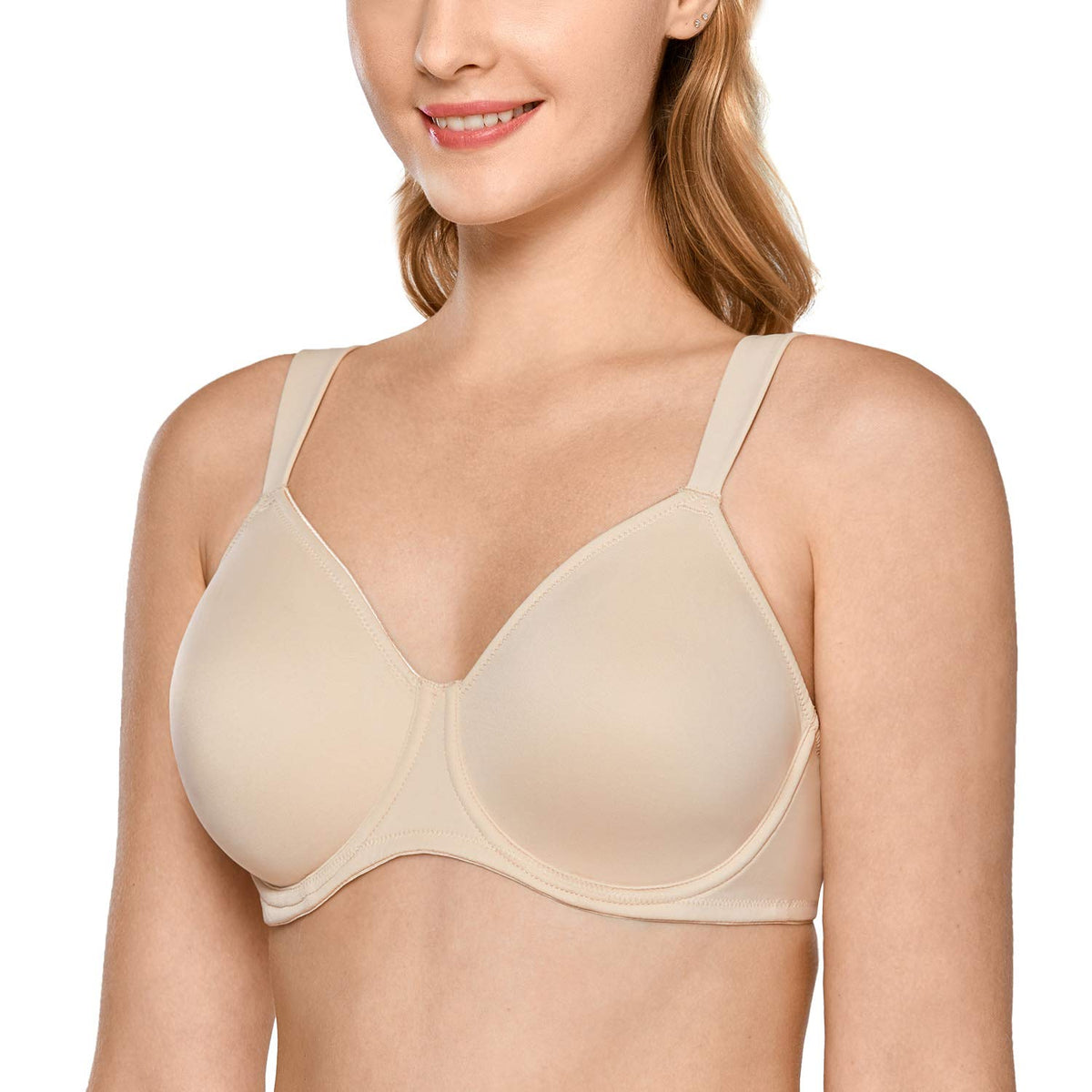 DELIMIRA Women's Full Coverage Minimizer Underwire Plus Size Non Padded Support Bra Beige 40B