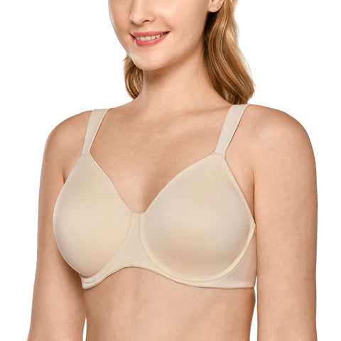 DELIMIRA Women's Full Coverage Minimizer Underwire Plus Size Non Padded Support Bra Beige 40B