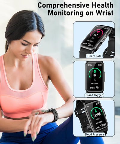Smart Watch Fitness Tracker with 24/7 Heart Rate, Blood Oxygen Blood Pressure Monitor Sleep Tracker 120 Sports Modes Activity Trackers Step Calorie Counter IP68 Waterproof for Andriod iPhone Women Men
