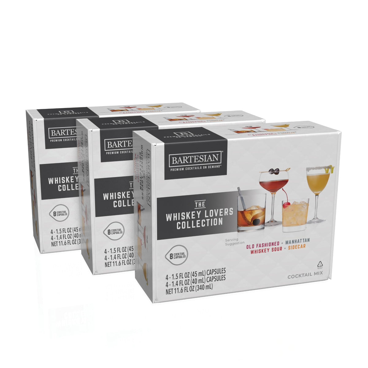 Bartesian 24-Pack Whiskey Lovers Mixer Capsules for Cocktail Machine - Home Bar Mixology Cocktails Mix Pod Capsule Set To Use With the Bartesian Cocktail Drink Maker Machine