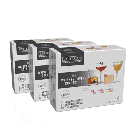 Bartesian 24-Pack Whiskey Lovers Mixer Capsules for Cocktail Machine - Home Bar Mixology Cocktails Mix Pod Capsule Set To Use With the Bartesian Cocktail Drink Maker Machine
