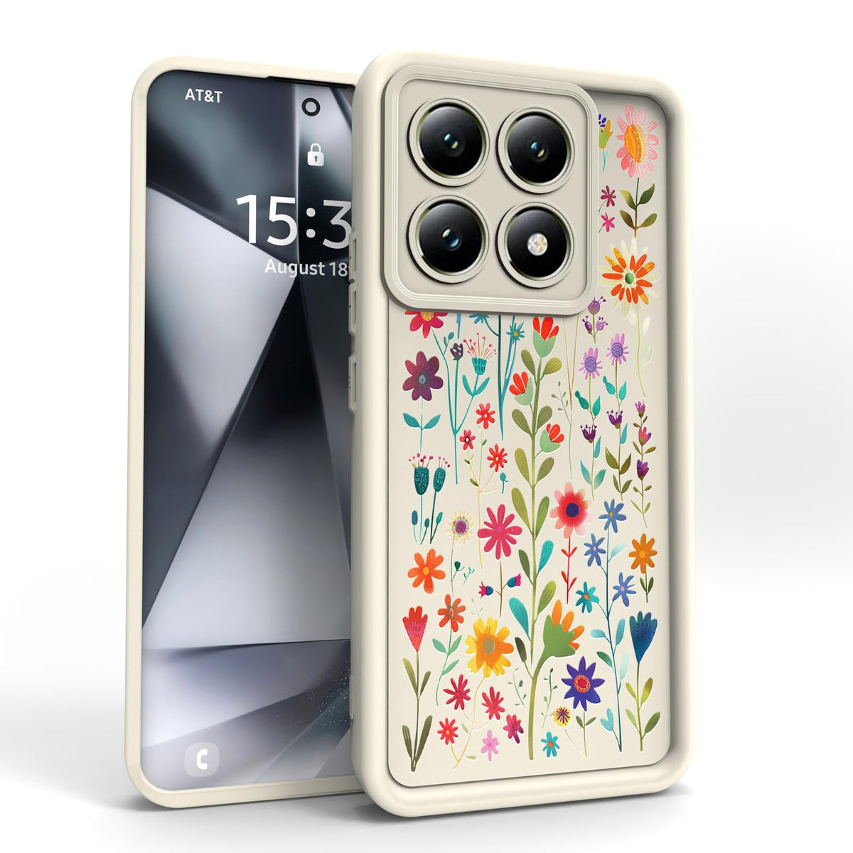 PanXCase Case for Xiaomi 14T Pro - Silicone Fit Lightweight Slim Soft Elegant Design, Camera Protection Shockproof Ultra Thin Bumper Cover (White,Flowers)