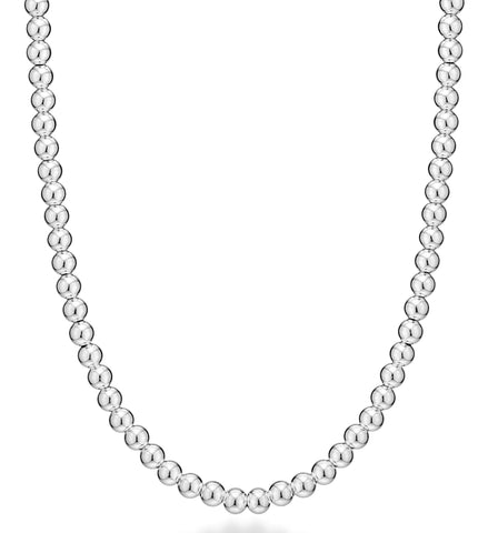 Miabella Italian 925 Sterling Silver Handmade 6mm Bead Ball Strand Chain Necklace for Women, Made in Italy (Length 20 Inches)
